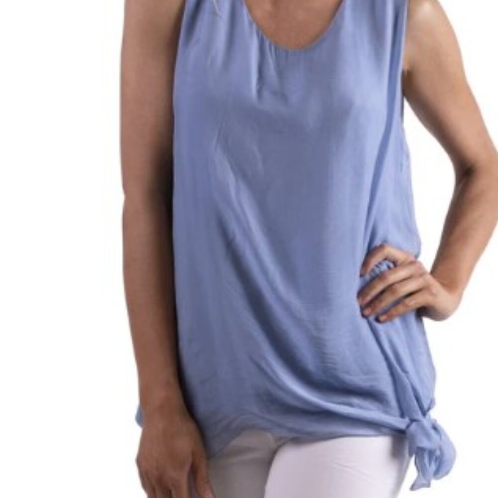 Sleeveless Silk Tank with Side Tie